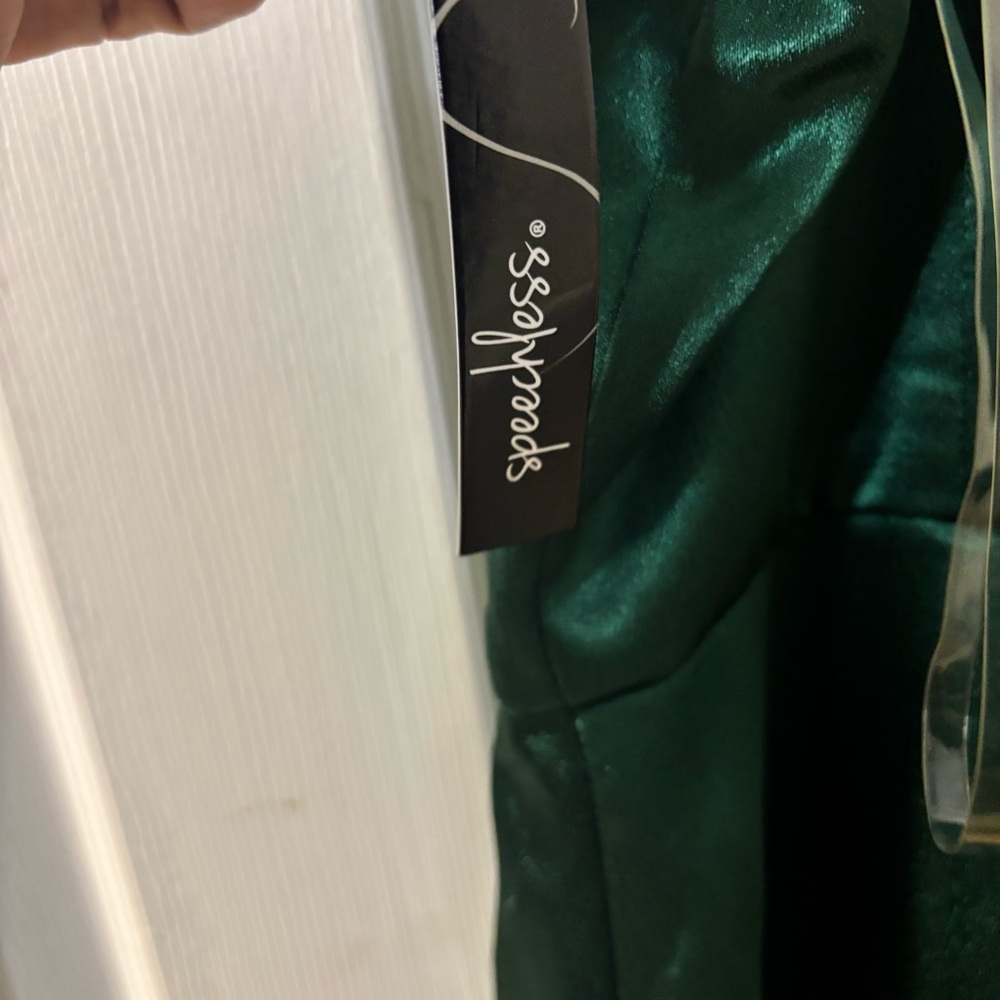 Speechless Y2K Hunter Green Coquette Satin Mini Babydoll Sleeveless Dress Z 13 - Picture 10 of 16